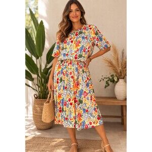 Sag Harbor Floral 3-Piece Set Skirt & 2 Blouses Rayon Large